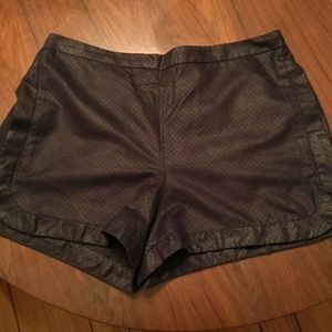 Zara navy faux leather mesh shorts